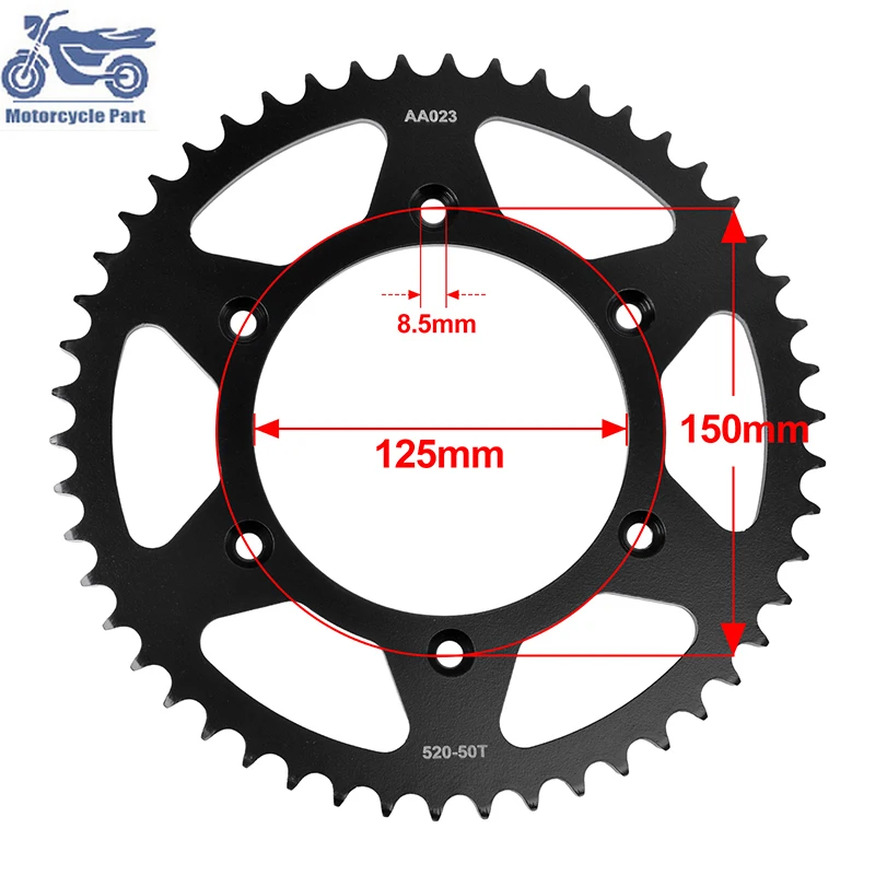 

520 50T 13T Motorcycle Front Rear Sprockets 20CrMnTi For Husaberg For Husqvarna For KT/M 125 EXC Enduro XC-W 13T/50T 520 Chain