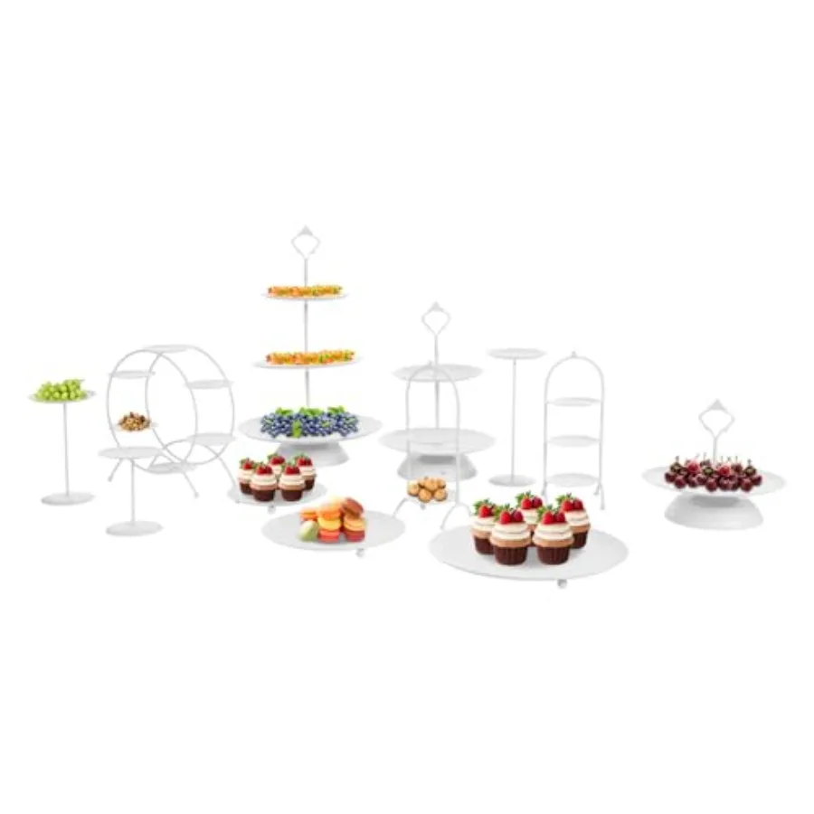 

Набор из 12 подставок для торта, железные круглые подставки для десертов, подставка для кексов, держатель для конфет, фруктов, закусок, сервировочное блюдо для вечеринок и свадеб