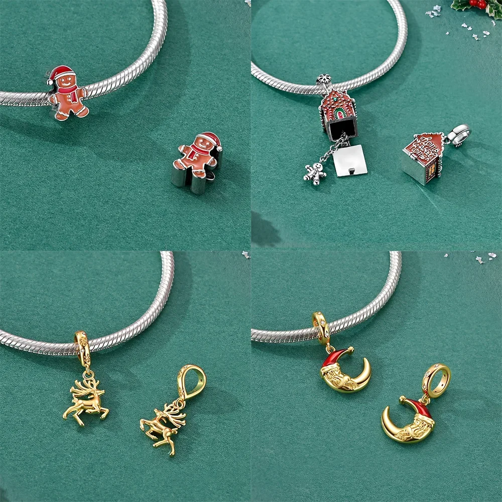 Christmas Tree Snowman Santa Original Charms Silver Beads Fit Bracelets Bag Keychain Charms Diy Women Gift Accessory