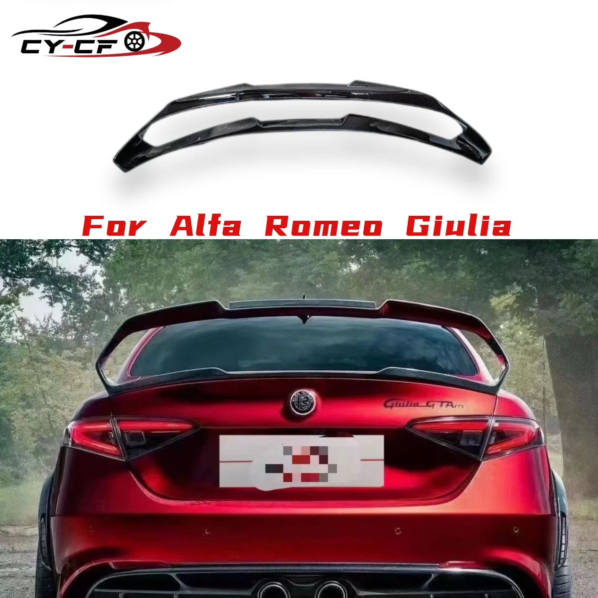 

For Alfa Romeo Giulia Carbon Fiber Tail fins Rear Trunk Spoiler Guide Wing Rear Wing Car Trunk Diverter GTA Style Car Accessori