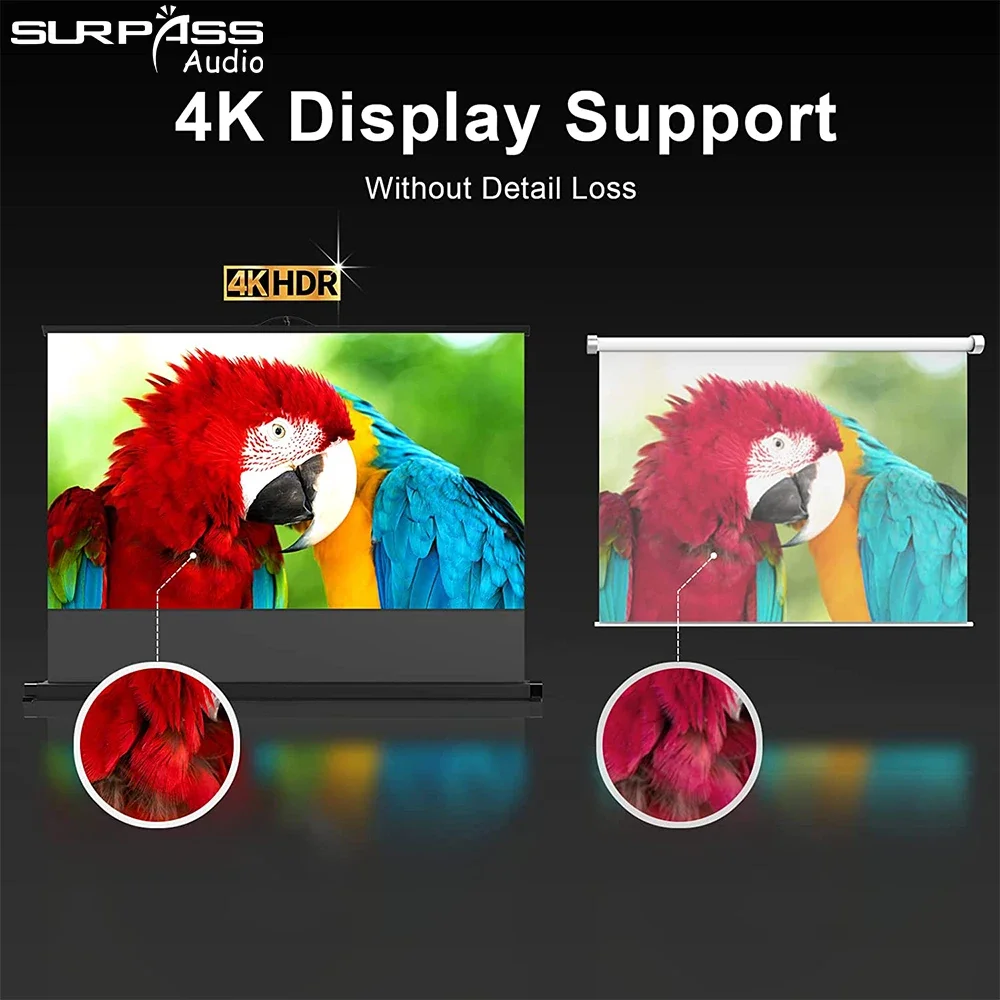 Portable Projector Screen 50 Inch Pull Up Tabletop Projection Screen with Stand Watch Movie for Outdoor Camping Business Office