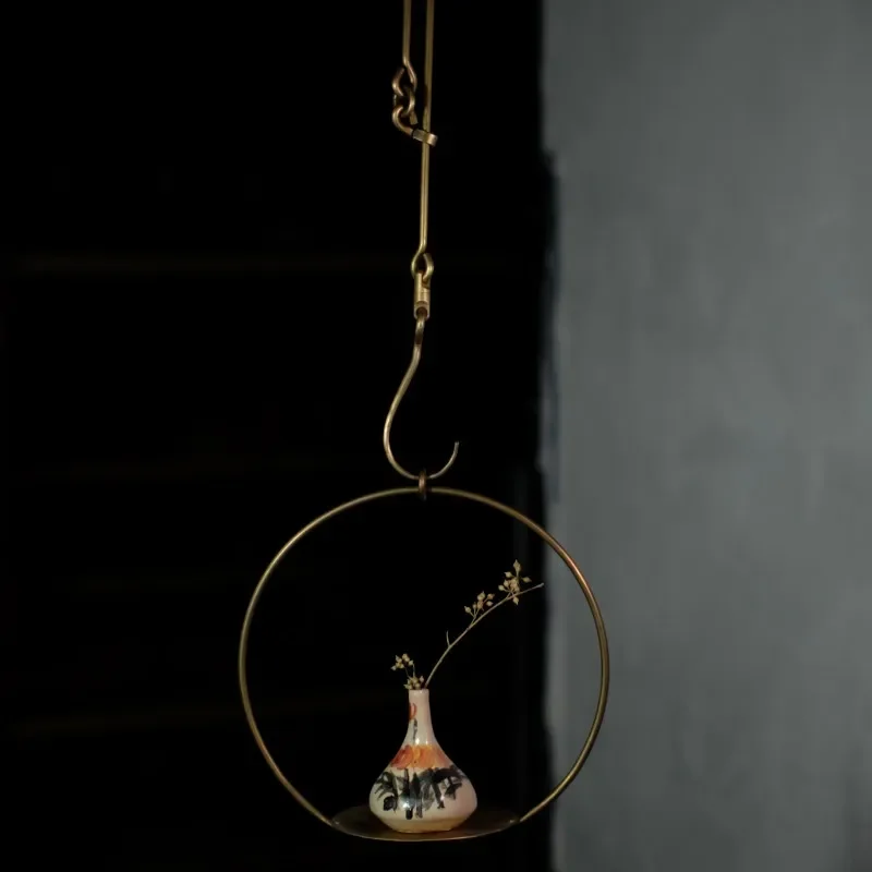 Hand-forged brass hook rotatable teapot accessories flower candlestick iron pot hanging retractable hook.