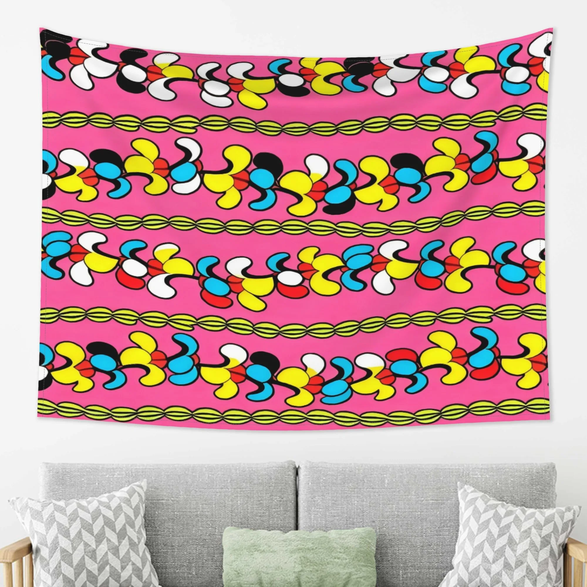 Retro Abstract Tapestry, Colorful Geometric Pattern Wall Hanging, Pop Art Decor, Y2K Aesthetic Room Backdrop, Funky Poster