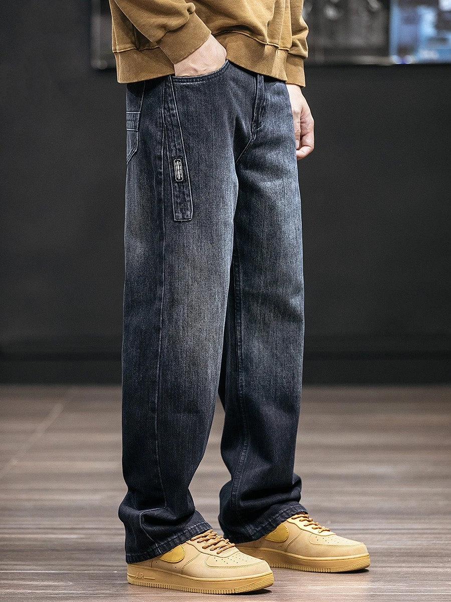 

American Retro Men's Jeans Spring Autumn New Sle Casual Loose Wide Leg Straight Cut Durable Spring Summer Autumn Faion