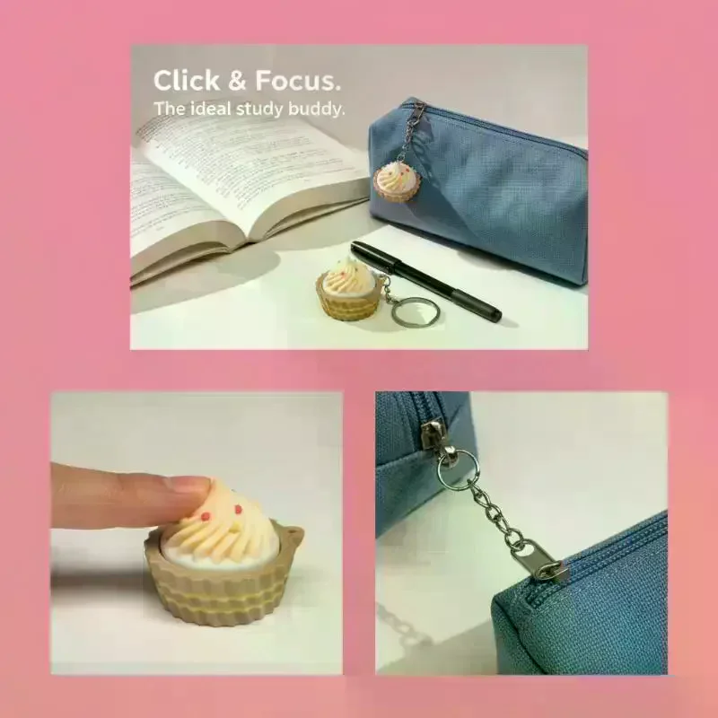3D Printed Simulated Dessert Fidget Clicker Portable Plastic Stress Reducer Sensory Toy for Travel Commute Use
