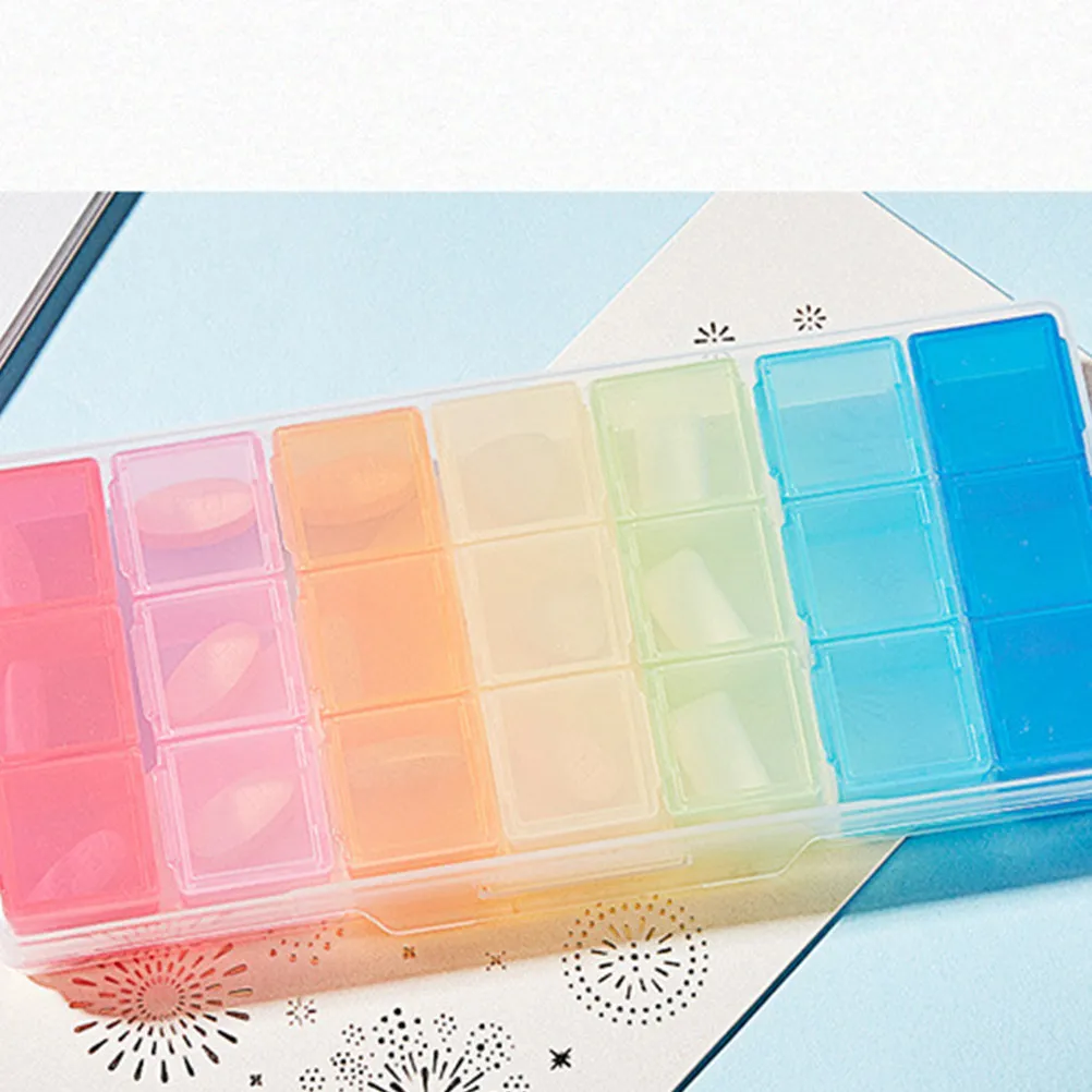 2Pcs Weekly Pill Dispenser 21 Compartment Tablet Case with Clear Lids Day Labelled Easy Read Medicine Organizer for Patients
