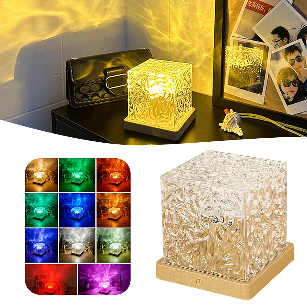 Rotating Night Light Water Waves Dynamics Projection Atmosphere Lamp Personalized Stylish Crafts Decor For Home Starry Sky Lamp