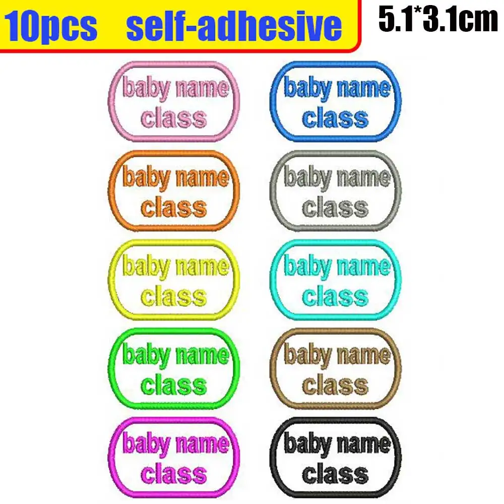 Customized Baby Name Phone Number 2 Lines Embroidery Self-adhesive Patches Kindergarten Gift Unifor Bag Anti-Lost Sticker Badge