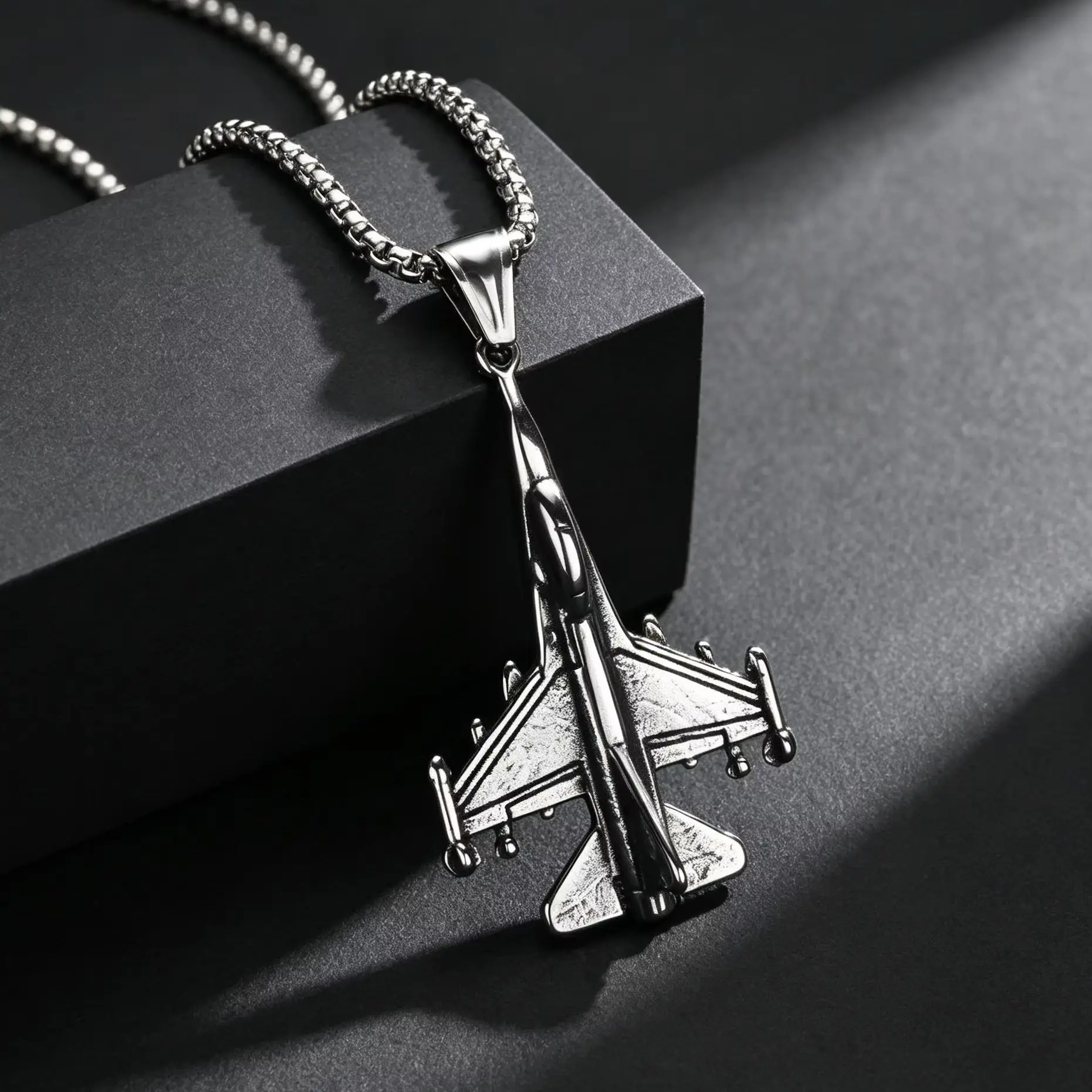 Men's Creative Fighter Pendant Necklace Stainless Steel Plane Charm Collar Necklace Personalized Hip Hop Fashion Jewelry Gift