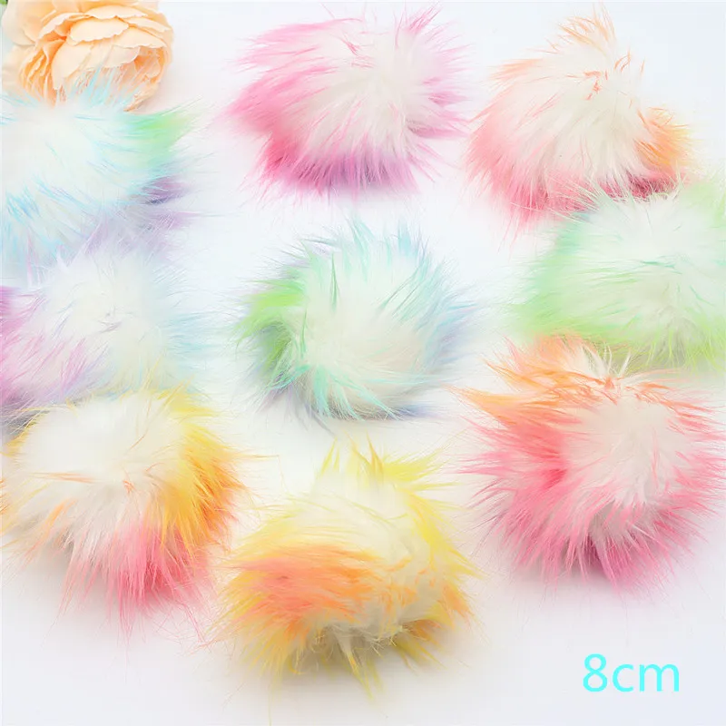 8CM 10CM 20pcs Multicolor Plush Ball Fake Fox Hair DIY Clothing Shoe Hat Accessories Imitation Wool Ball Pendant Sewing Supplies