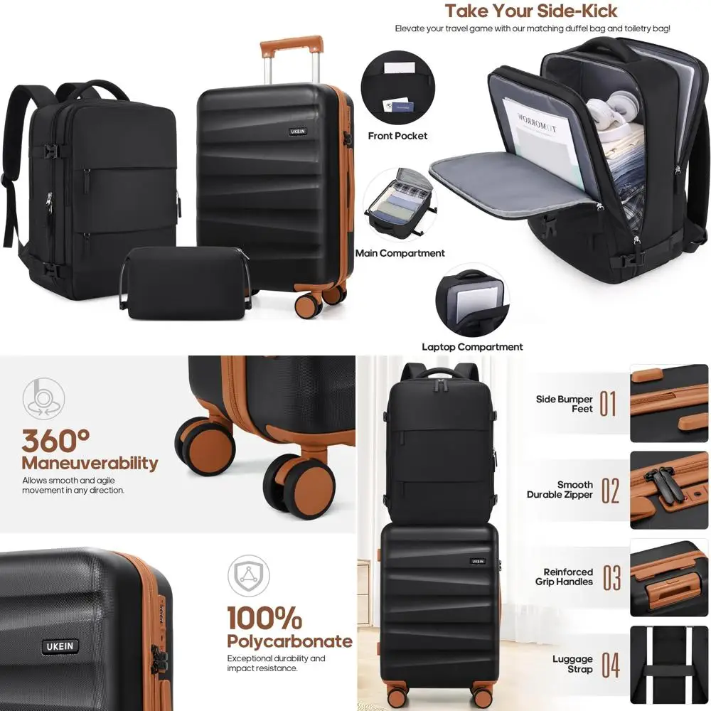 

UKEIN Luggage Set with Backpack,Polycarbonate Carry On Luggage Airline Approved with Spinner Wheels, Hardshell Travel Suitcase w