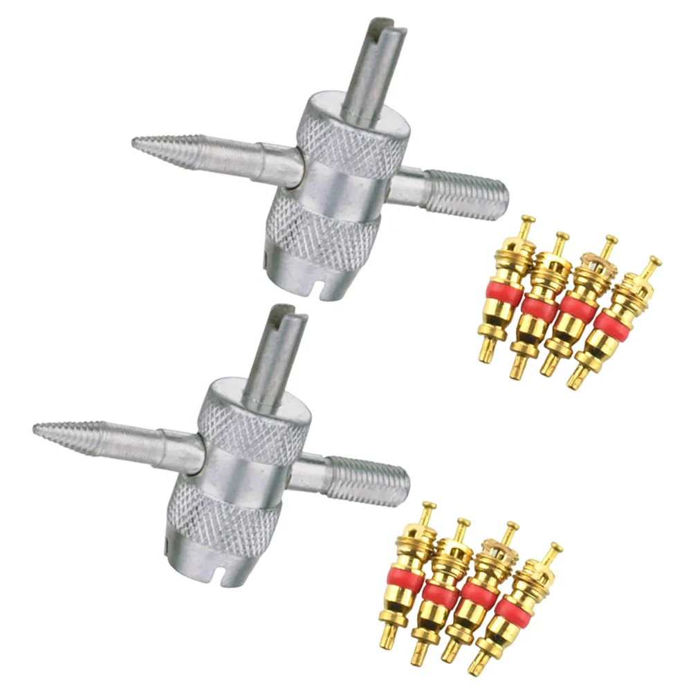 

2Sets Tire Valve Stem Tools 4-in-1 Core Remover Installer Wrench for Automotive Car Repair Tool Kit Replacement Accessory