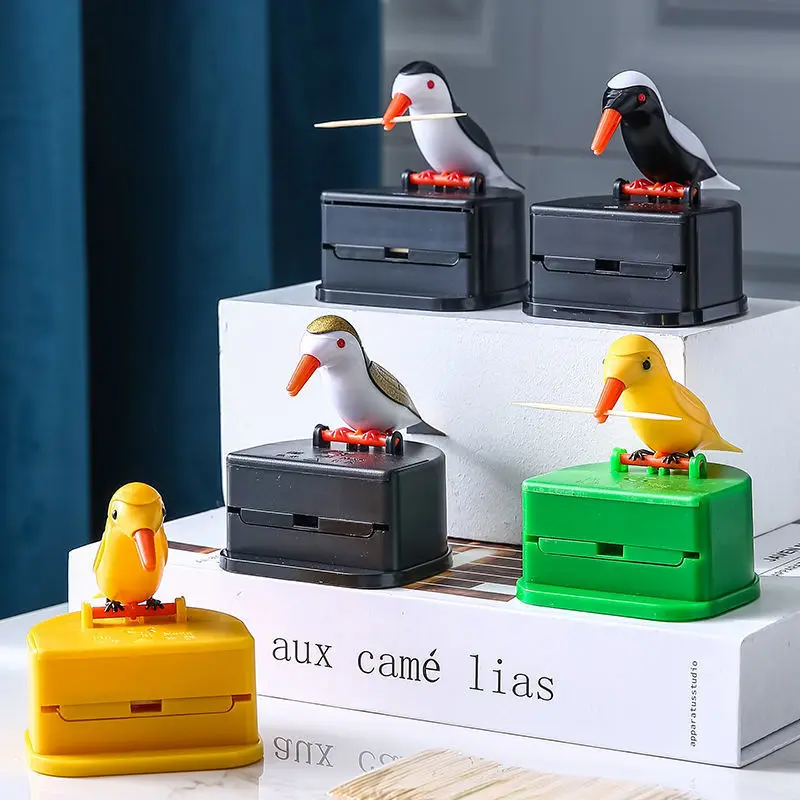Funny Bird Automatic Toothpick Dispenser Plastic Kitchen Tabletop Decoration Home Gift