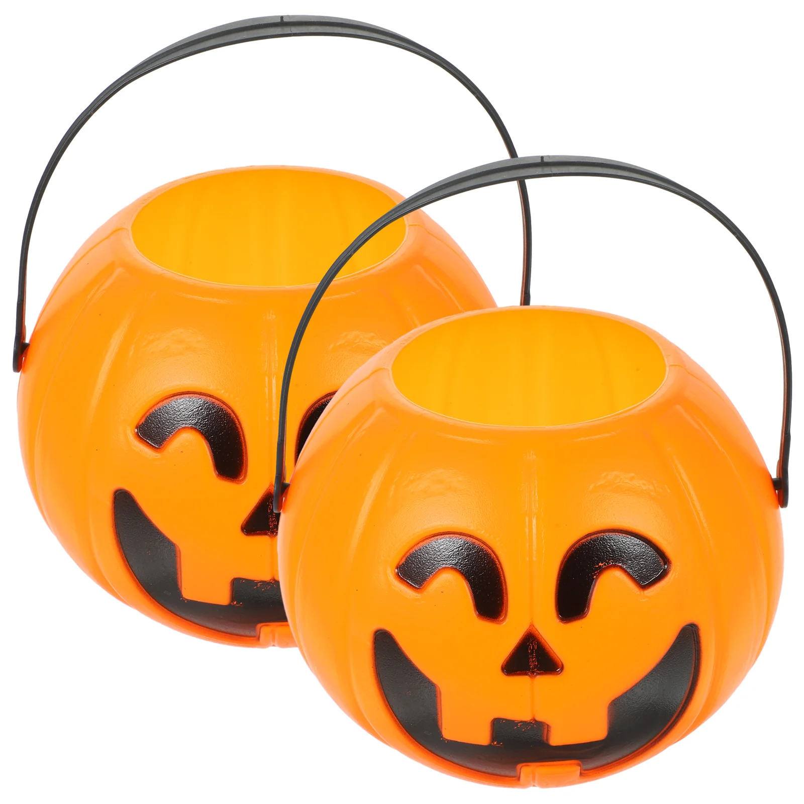 2 Pcs 17cm Halloween Portable Pumpkin Bucket Children Trick or Treat Pumpkin Candy Pail Holder pumpkin candy holder