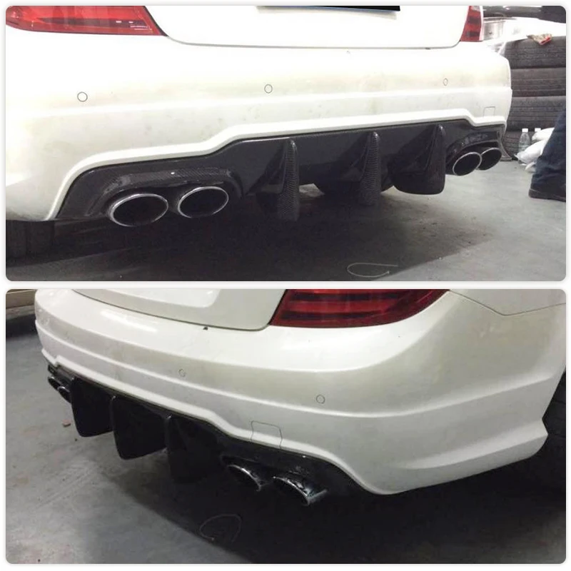 For W204 C63 Carbon Fiber Rear Lip Spoiler Diffuser for Mercedes Benz W204 C300 Sport C63 AMG 2009-2014 Rear Bumper Diffuser FRP