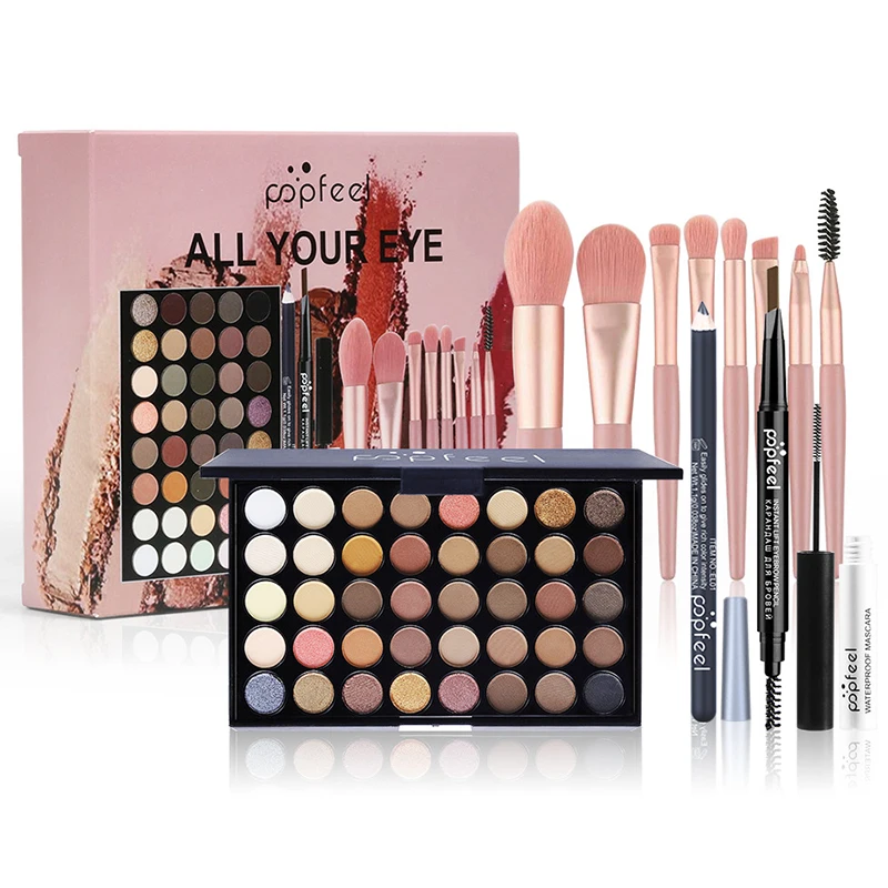 Eye Shadow Palette Makeup Set, 40 Color, Brush Eyeliner, Sobrancelha Lápis Combinação, Iniciante Maquiagem Ferramenta, Presente