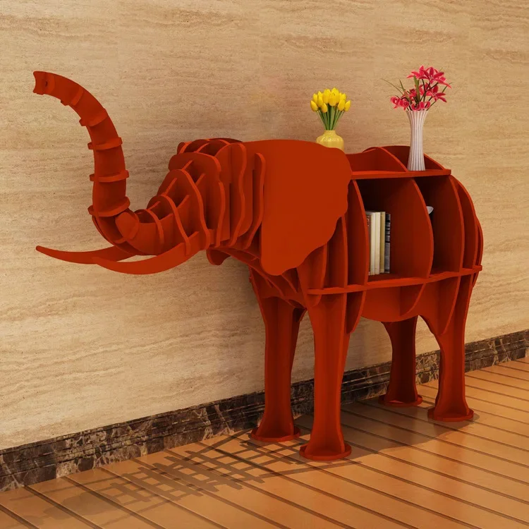 PVC Creative Storage Bookshelf Elephant Animal Table Hotel Shop Art Decor Floor Ornaments Bookcases Furniture Bookrack