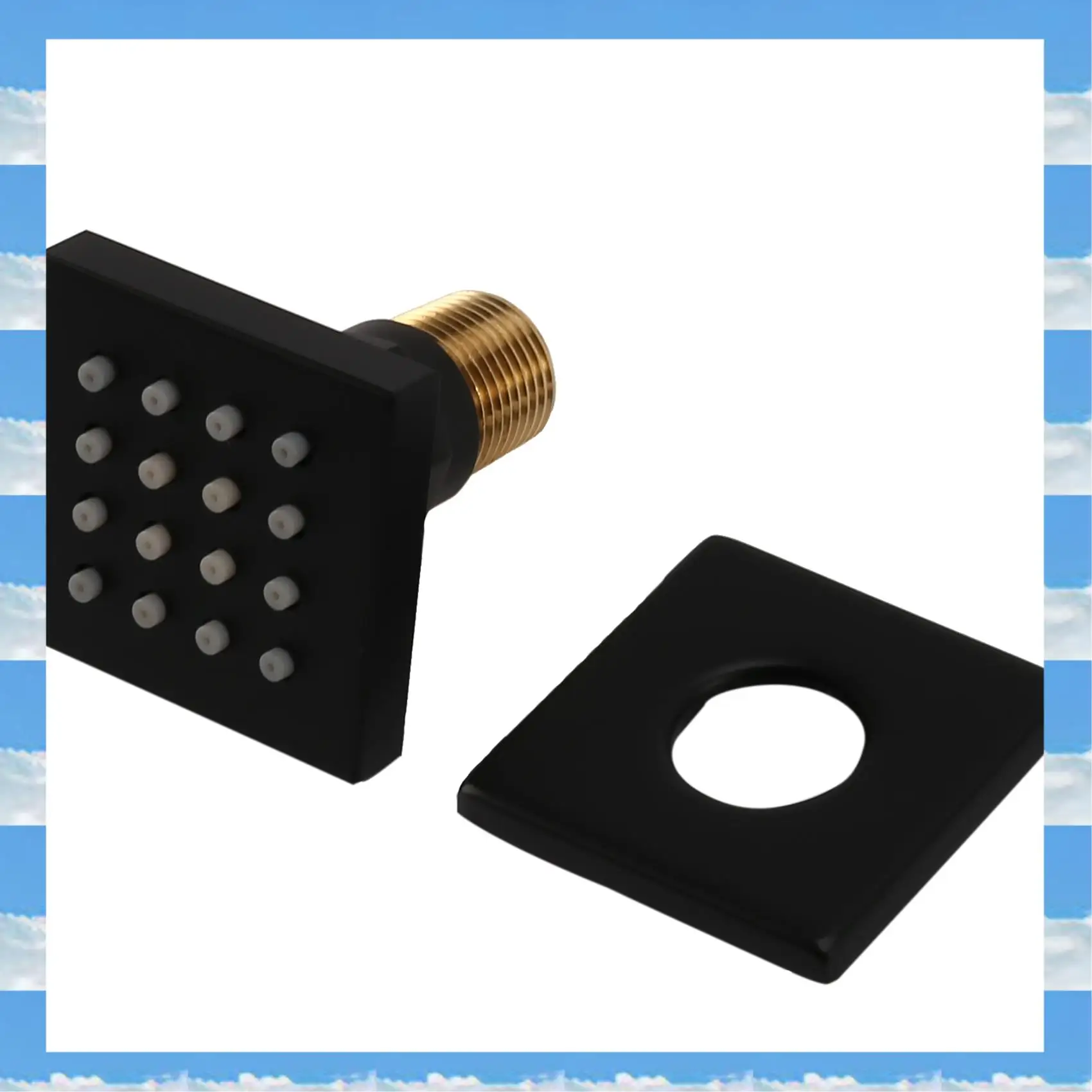 

A11I Shower Spa Brass Square Massage Body Jets Spray Body Shower Head, Brushed Nickel Matte Black