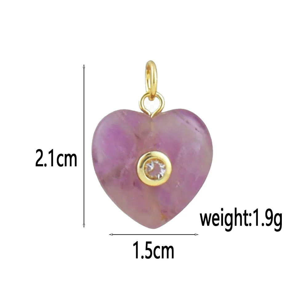 1PC colorful Natural Stone Heart Leaf Shape Charms Inlaid Zircon Pendant For DIY Necklace Bracelet Jewelry Making Accessories - view 4