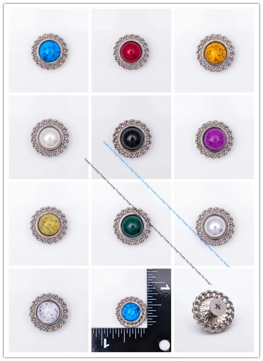 18Mm 10 Kleuren Turquoise Kraal Ronde Ketting Kant Leren Handtas Accessoires Zadelriem Handtas Zilver Conchos Schroef Terug