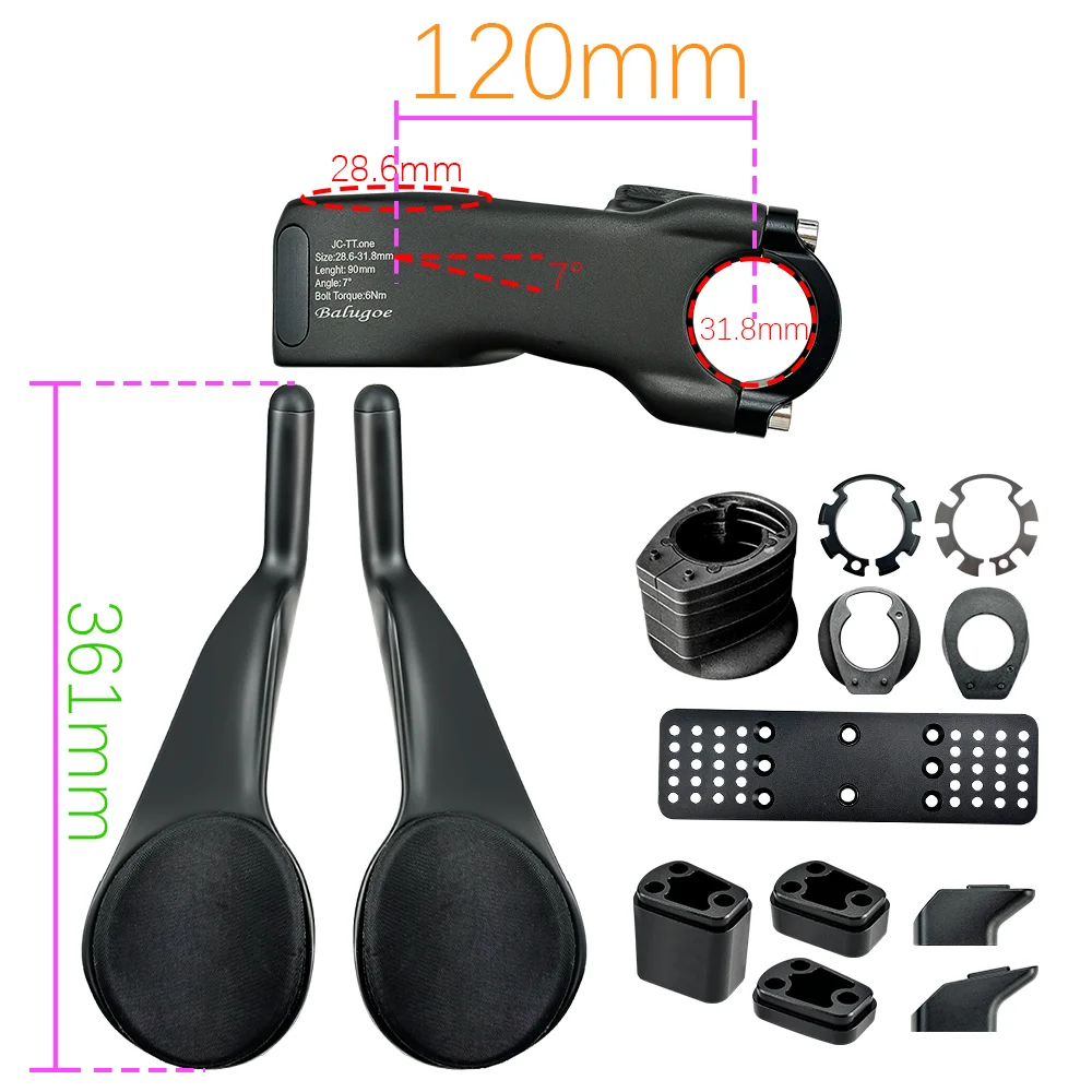 26 BALUGOE MTB Fietsstuurpen Verticale Pijpsteun HandvatTriathlon Gemodificeerde Highway Bike TT-handgreep, Lepelzijhandgreep, 28,6-31,8MM