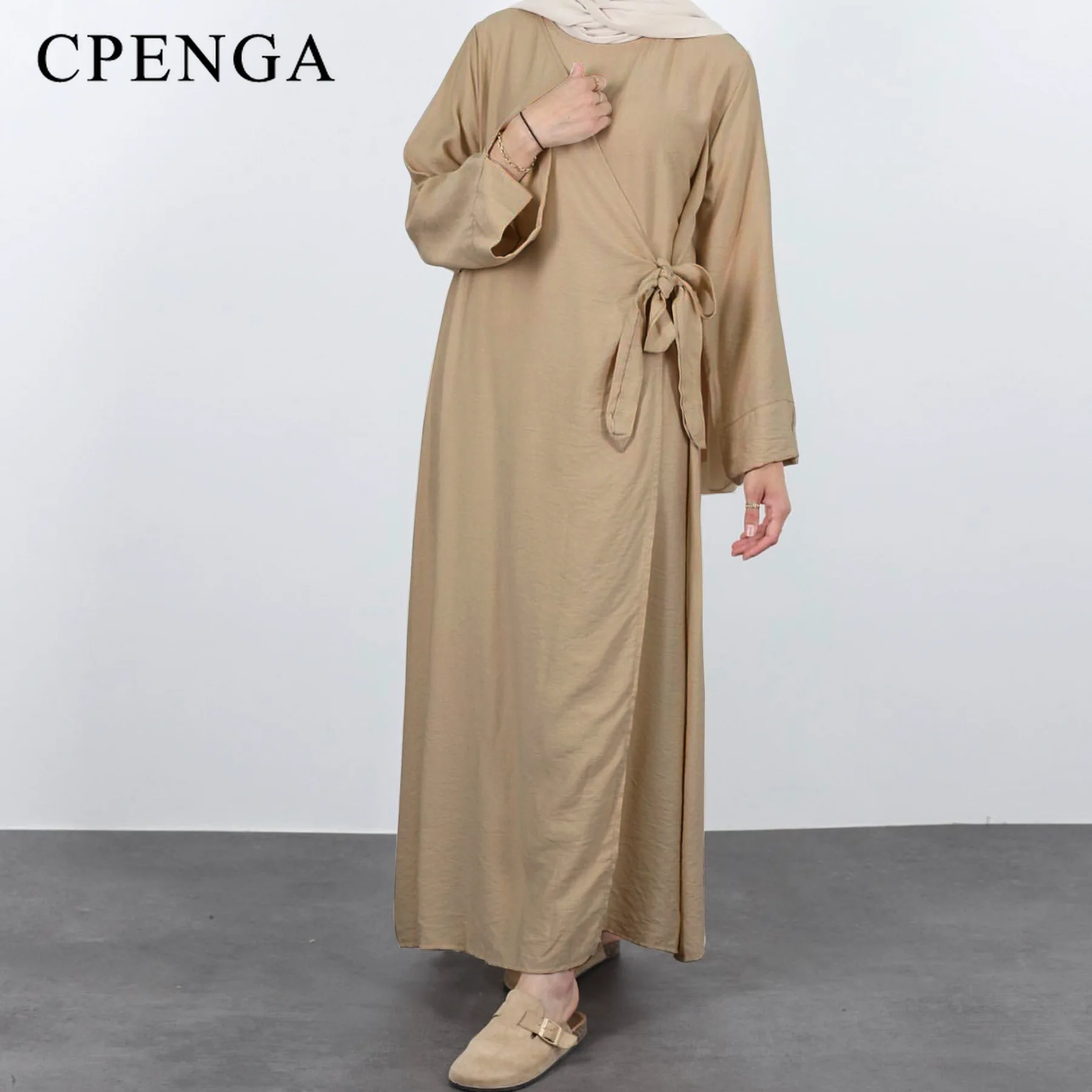 

2024 Middle East Muslim Modest Dress for Women Eid Plain Dubai Abaya Luxury Elegant Islam Party Clothing Turkey Solid Color Robe