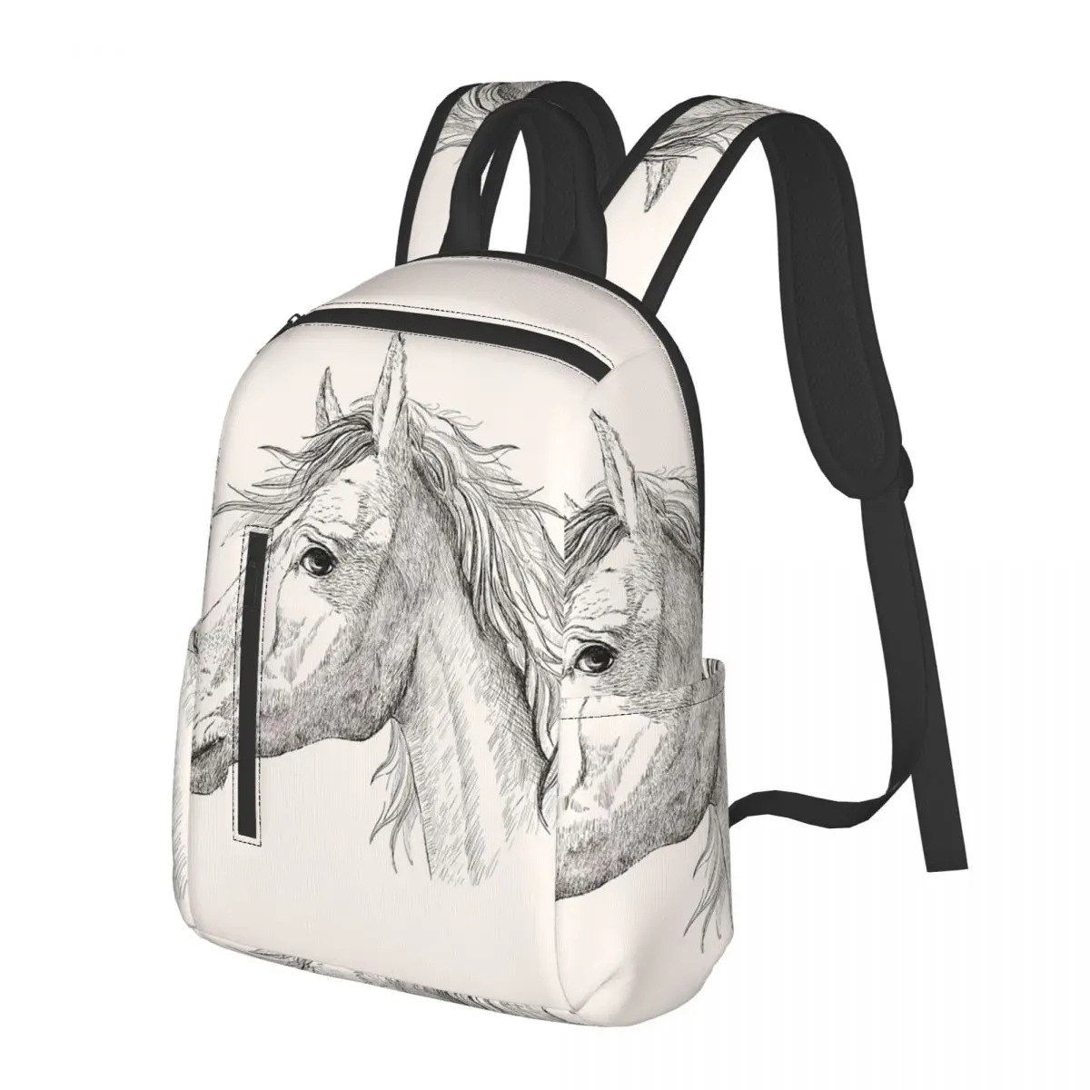 Animal White Horse Painting Art Student Backpack School Bag Hiking Travel Daypack for Boys Girls Bookbag Shoulder Bags