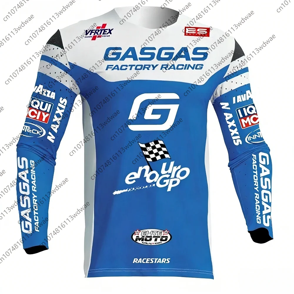 GASGAS Factory Racing EnduroGP Jersey Multi-Sponsor Quick Dry Breathable MX Off-Road Racing Top for Motocross Enduro Enthusiasts