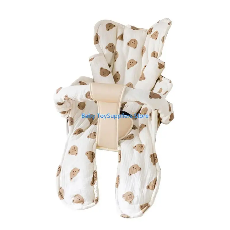 

R1WF Pushchair Seats Liner Insert Cover Seats Belt Armrest Pad Seats Cushion Shoulder Strap Handrail Pad with Printed Pattern