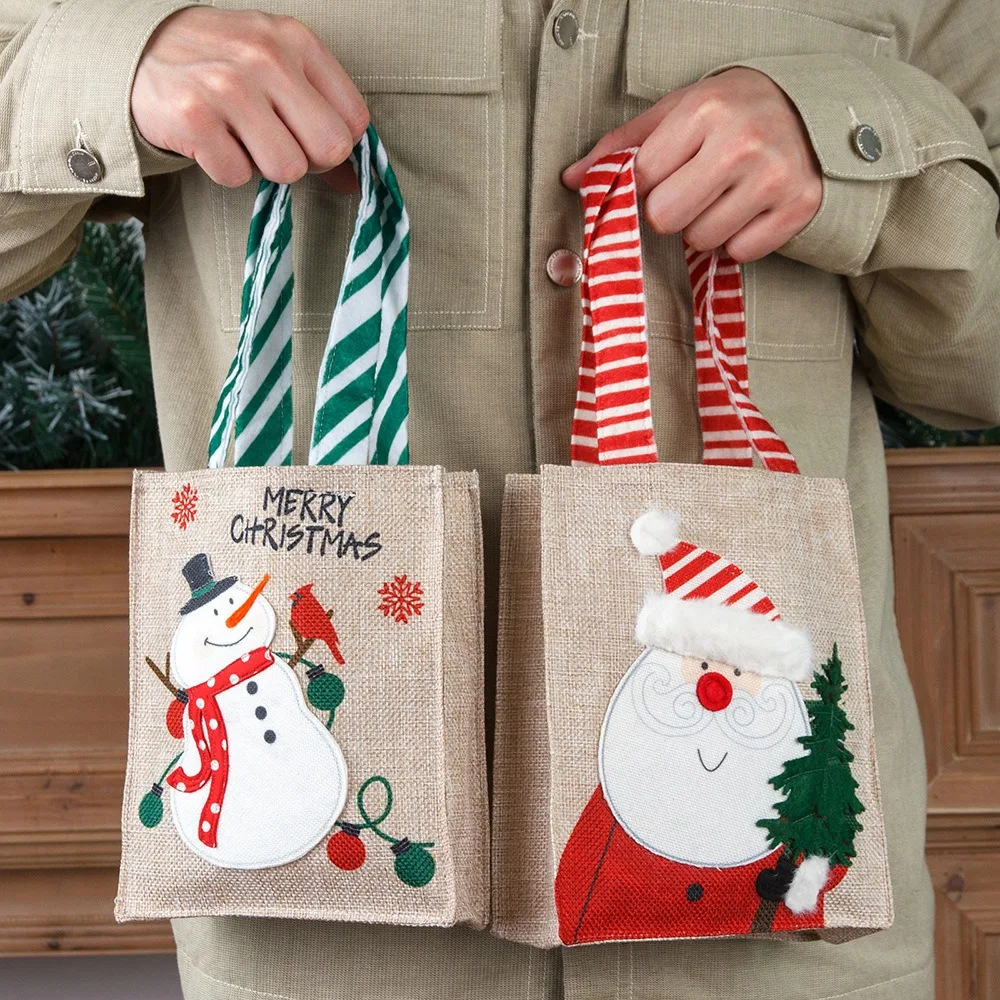 

Creative Traveling Bag Snowman Cute Felt Tote Bag Lovely Cartoon Storage Basket Female Handbag Christmas Style Bag