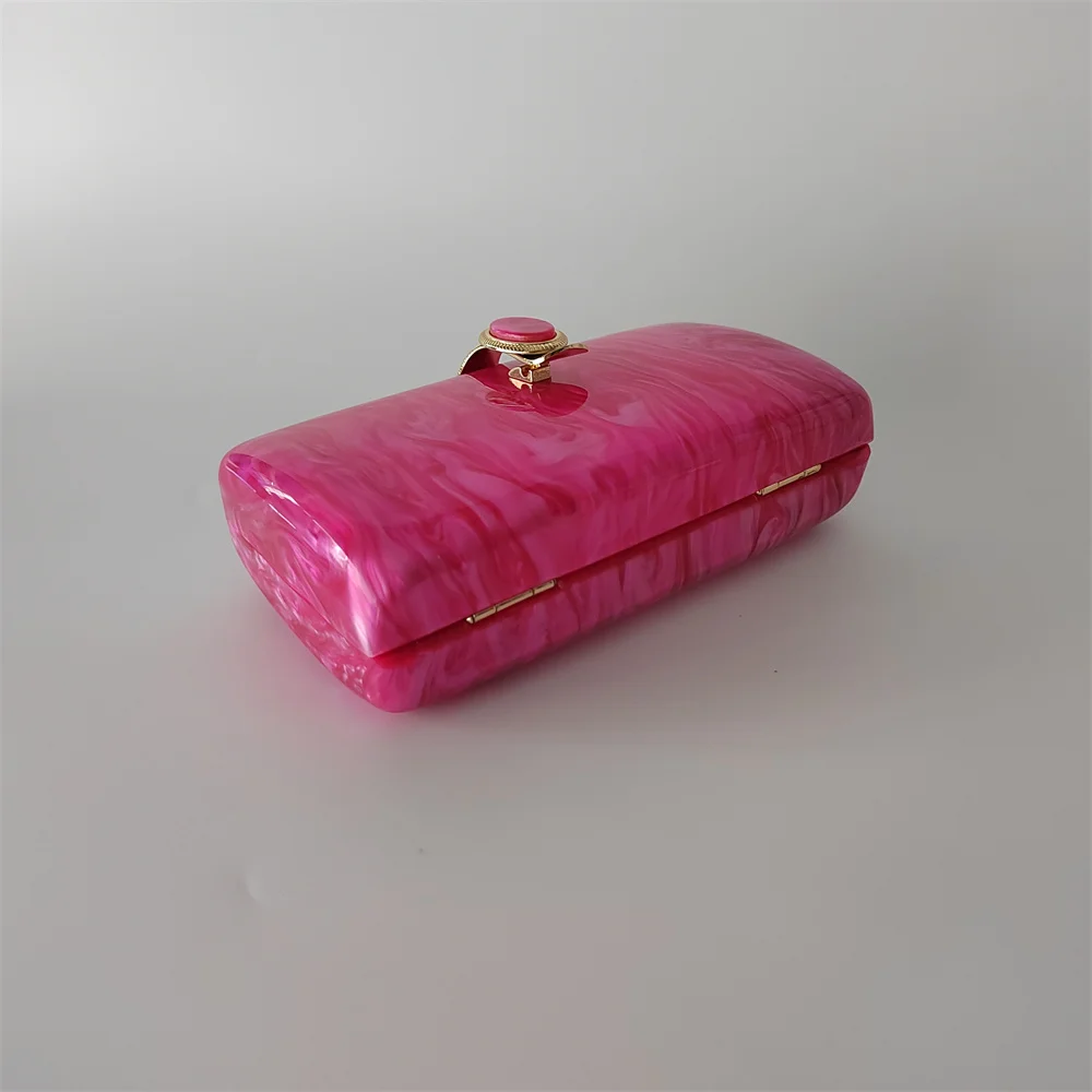 Brand Pearl Fuchsia Bolso Mujer Mini Acrylic Box Evening Bags Women Purse Wedding Cocktail Party Prom Wallet Lady Gift Handbags