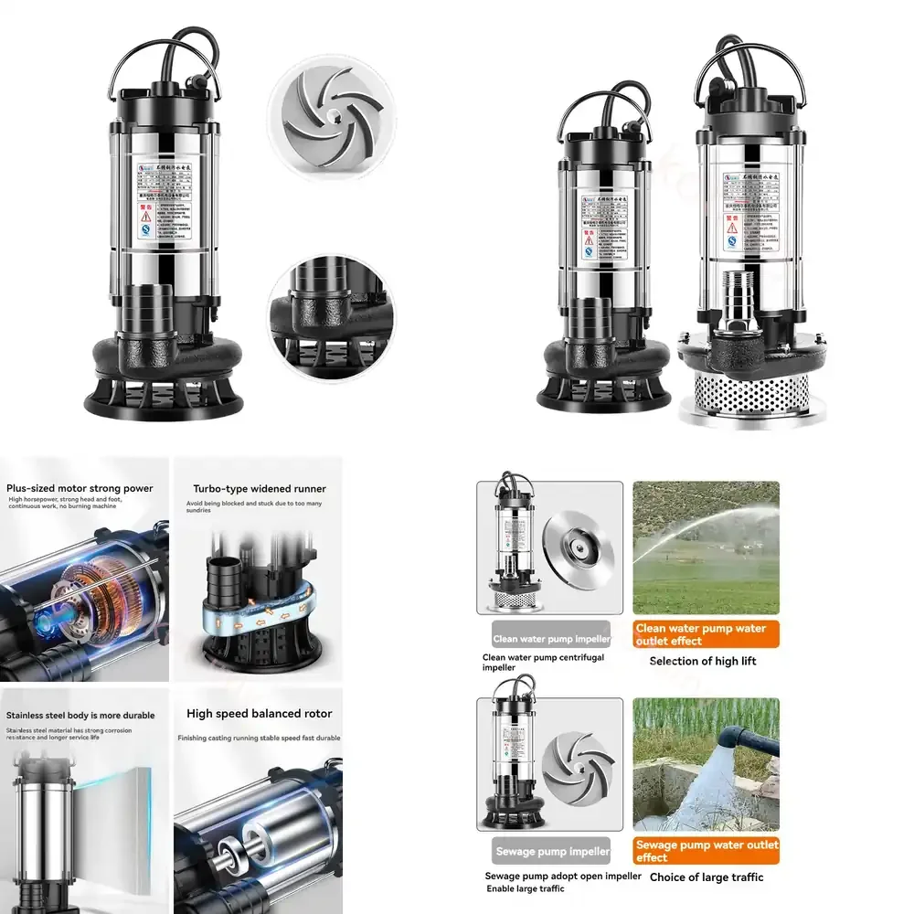 

WAP01 Stainless Steel Submersible Pump for Agricultural Sewage Drainage and Irrigation Self Priming Underwater Sewage Pump