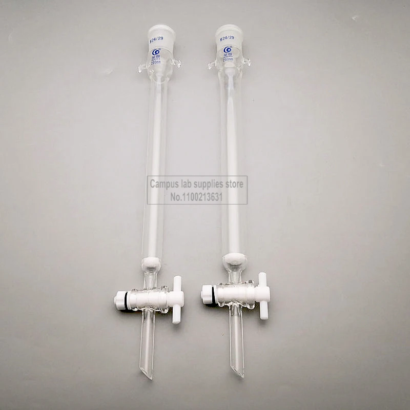 1pcs Lab PTFE-Piston Glass Chromatography Column with Standard Mouth Caliber 24#