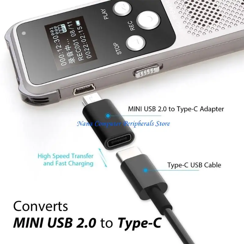 

F68C Адаптер Mini USB — USB C типа C «мама» на Mini USB «папа» для зарядки