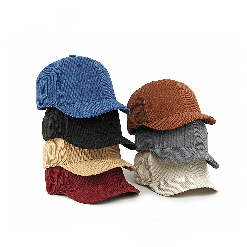 カスタムプリントロゴ入りメンズ無地コーデュロイショートハットつば付き野球帽レディースクラシックファッション万能ダックタンハット