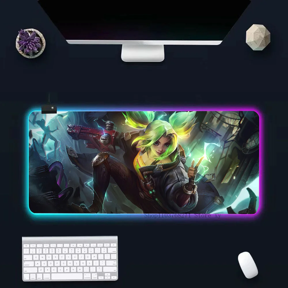 Zeri Immortal Journey League Of Legends Mousepad XXL RGB Gaming Mouse Pads HD Black Gamer Accessories Large LED