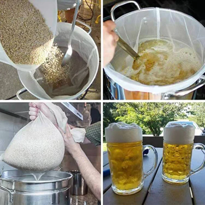 2 Sizes 100 Mesh Beer Nylon Strainer Filter Bag Reusable Mesh Net Strain For Milk Hops Tea Brewing Home Wine Making Bar Tool