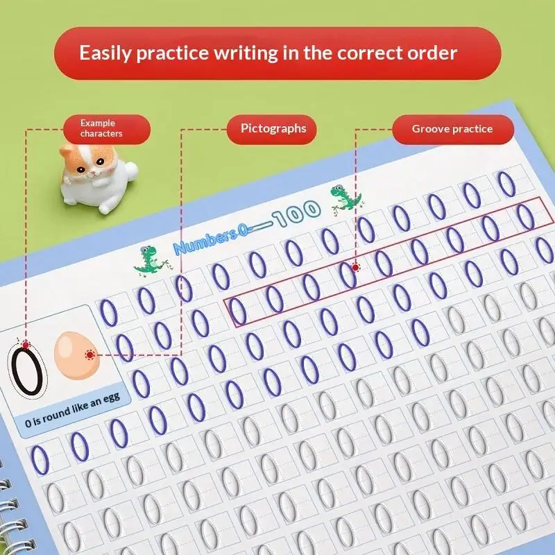 Reusable Kids Magic 3D Grooved Copybook for Numbers Calligraphy Handwriting Practice Homeschool Children Supplies