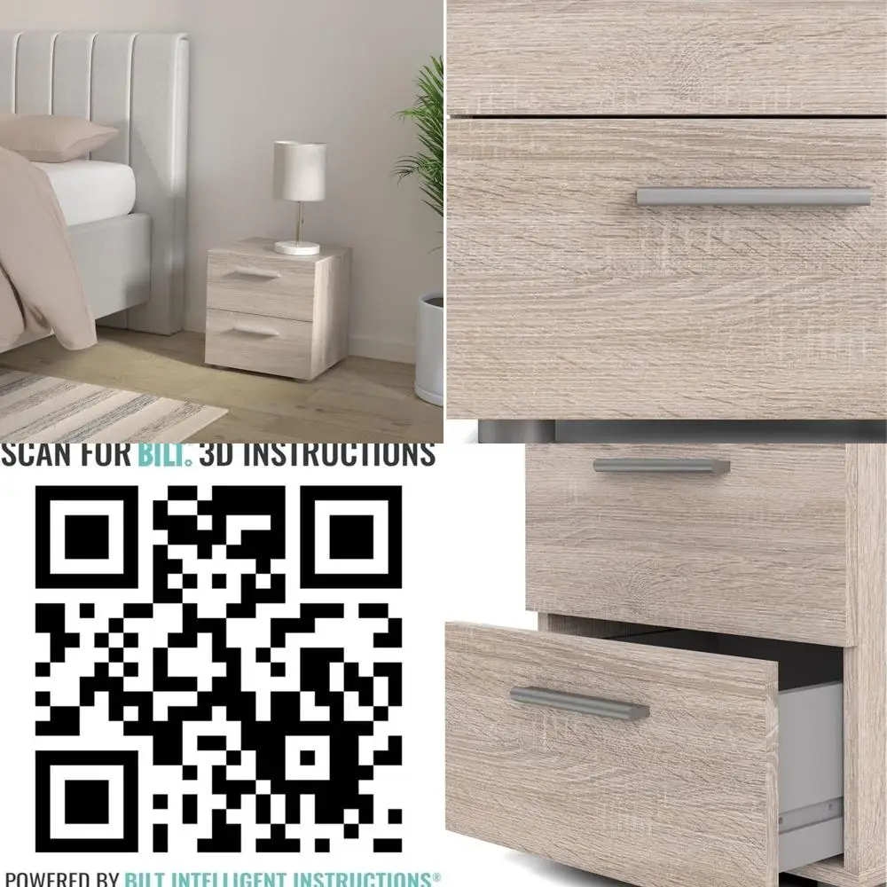 Contemporary Mahogany 2-Drawer Nightstand by Levan Home, Engineered Wood Design