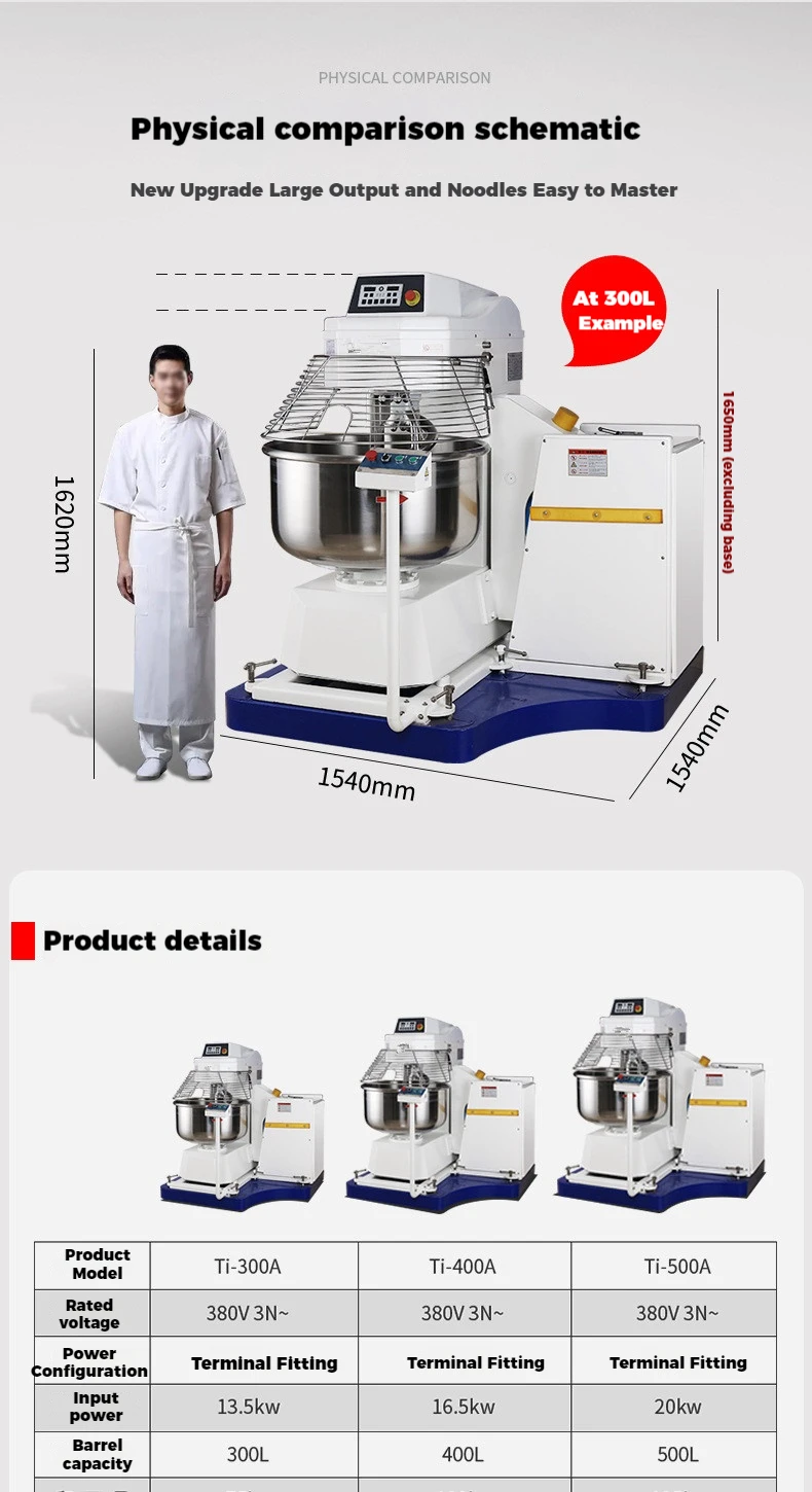 New Lianfu Hydraulic Cylinder-Operated 100kg Capacity Spiral Dough Mixer Self-Tipping with Automatic Lifting System Wheat Corn