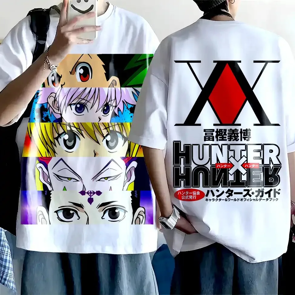 Bandai Anime Hunter X Hunter Print Short Sleeve Tee,Japanese Anime Character Graphic Top Street Hangout Daily Outdoor Activity