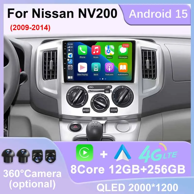 4G WIFI Car Radio Multimedia Video Player For Nissan NV200 2009-2014 Android15 BT Head Unit Navigation GPS Android Auto Carplay