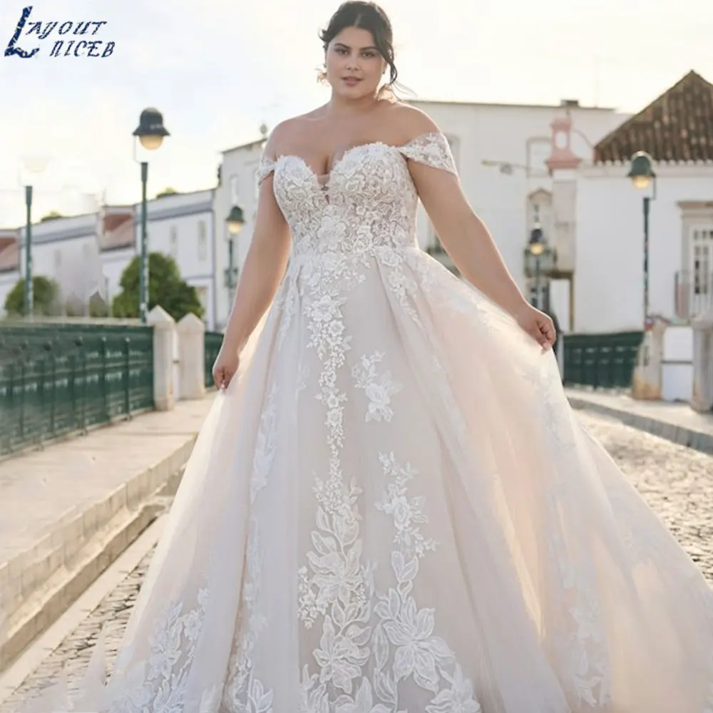 LAYOUT NICEB Off Shoulder Appliques Sweetheart bruidjurk korte mouwen rugloze bruiloftjurken op maat gemaakte gewaden de mariée 2024LAYOUT NICEB Off Shoulder Appliques Sweetheart bruidjurk korte mouwen rugloze bruiloft