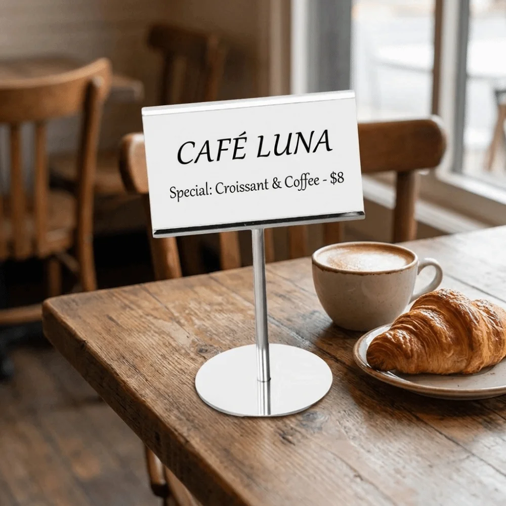 Stainless Steel Menu Card Holder Sleek Vertical Display Business Card Stand Price Card Holder Label Card Holder Restaurant