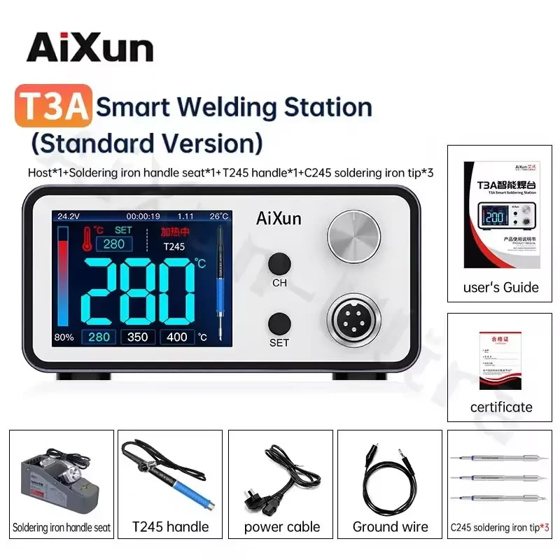 JC AIXUN T3A 200W Digital Soldering Station Mobile Phone Repair Tool Electric Solder Iron Tools with T245 T12 936 Handle Tips