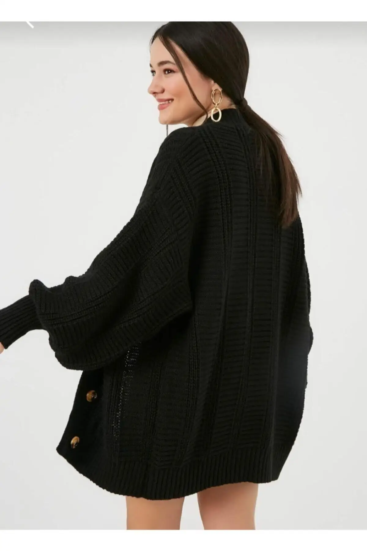 Knitted Patterned Women's Cardigan -Black . 100% COTTON. SPECIAL COLOR OPTION. SPECIALLY DESIGNED CARDIGAN. NAZENDE96