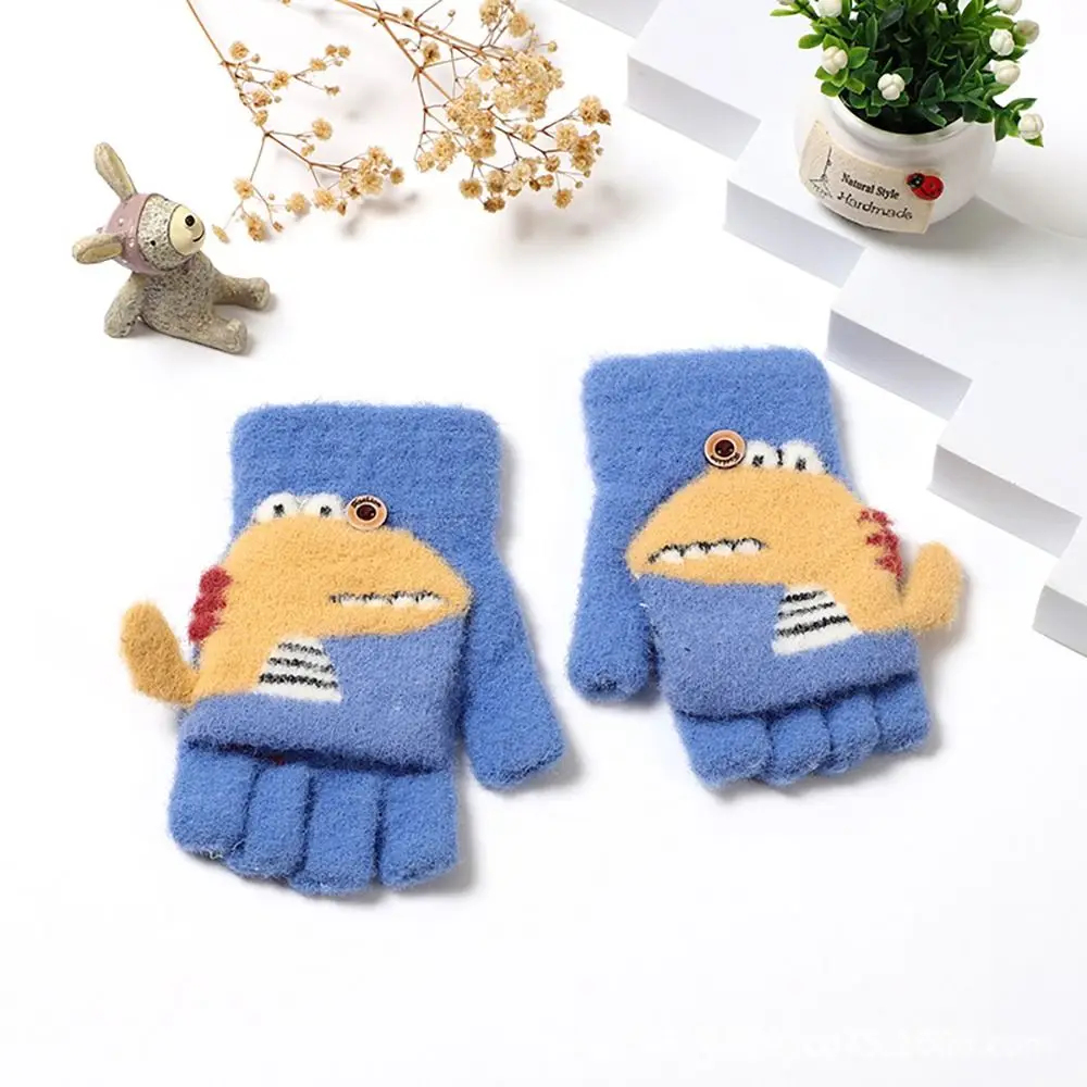 Cartoon Knitted Kids Gloves Thick Fingerless Fingerless gloves Mitten Winter