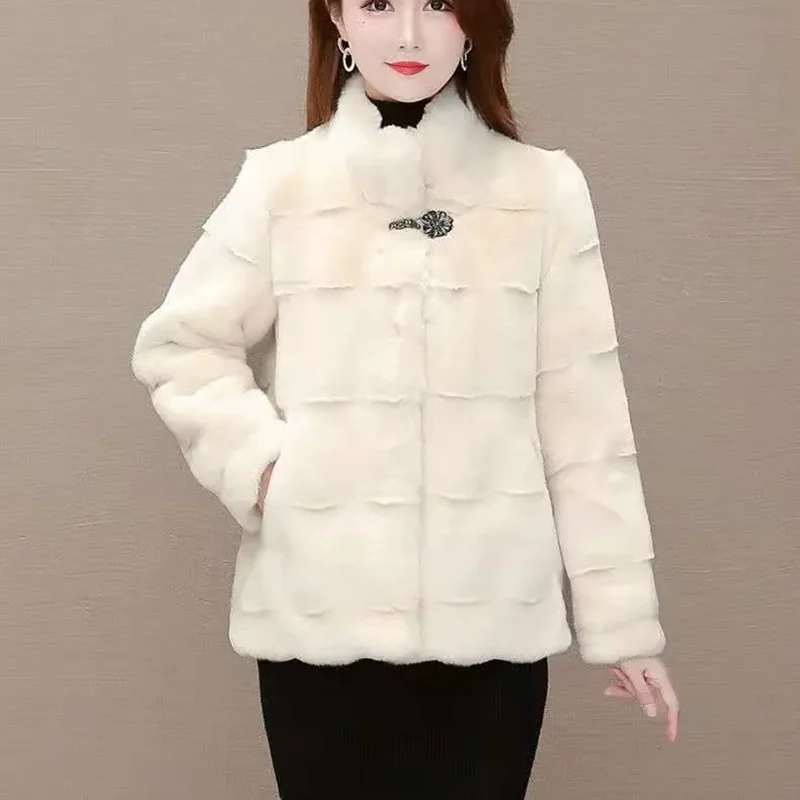 Imitation Mink Velvet Jackets Women's Short Outwear Fashion Loose Warm Jacket Autumn Winter New Imitation Danish Mink Jacket