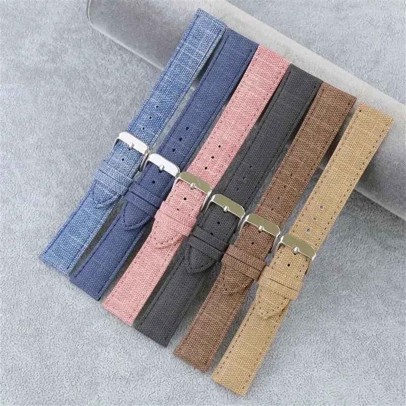 10mm 12mm 14mm 16mm 18mm 20mm 22mm Retro Watch Band Sport Denim Fabric Strap Men Women Universal Wristband Nylon Canvas Bracelet