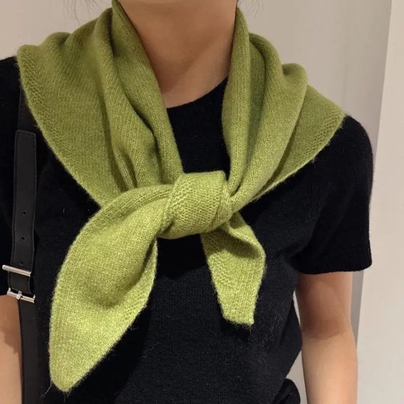 

Зимний шерстяной вязаный треугольный шарф в корейском стиле, женский зимний теплый платок, шаль, многофункциональный шейный платок, повязка для волос